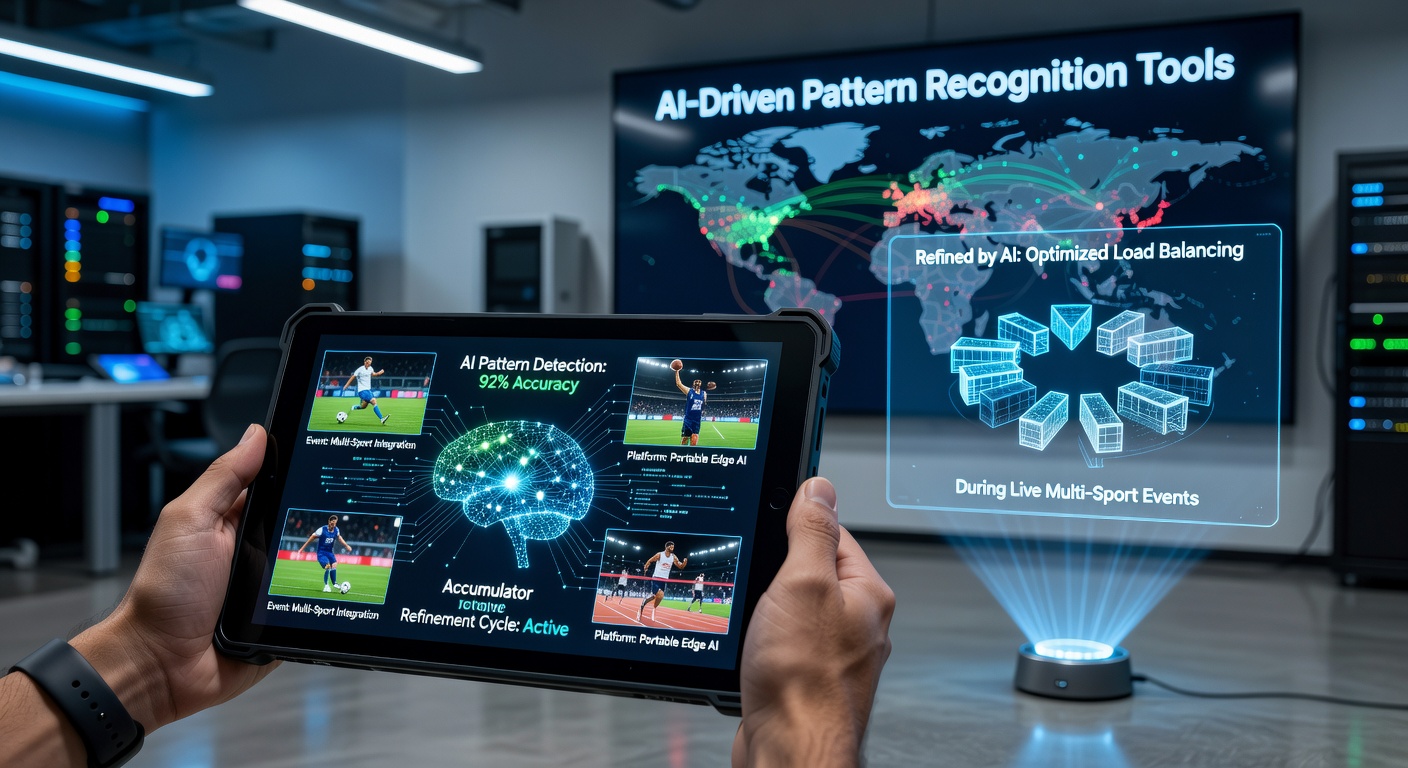 AI pattern recognition interface displaying accumulator adjustments across multiple sports on a mobile device during live events