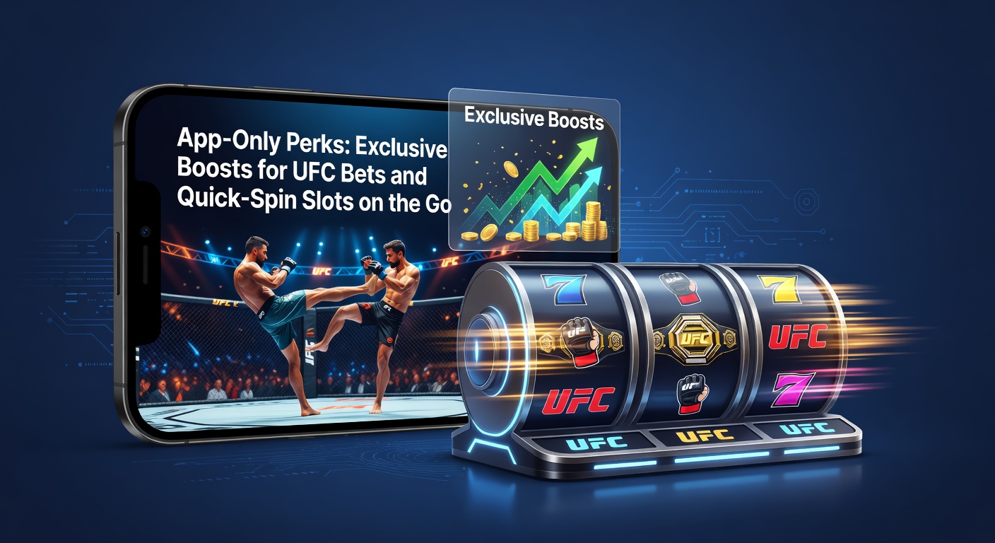 Smartphone screen displaying UFC fight odds with app-exclusive boost badges and glowing perk icons